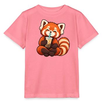 Kreuzbeiniger roter Panda trinkt Bubble Tea - Stanley/Stella Kinder T-Shirt MINI CREATOR  - Pink  - Vorne