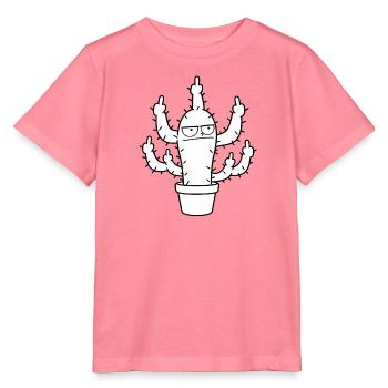 Grimmiger Kaktus Mittelfinger Cartoon - Stanley/Stella Kinder T-Shirt MINI CREATOR  - Pink  - Vorne