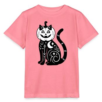 Halloween Katze Kürbiskostüm - SW - Stanley/Stella Kinder T-Shirt MINI CREATOR  - Pink  - Vorne