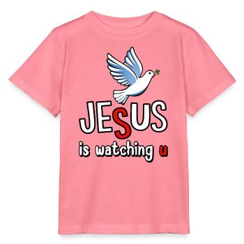 Jesus is watching u - Stanley/Stella Kinder T-Shirt MINI CREATOR  - Pink  - Vorne