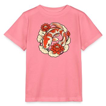 Koi Karpfen im Kreis Lotosblumen Japan Art Shirt - Stanley/Stella Kinder T-Shirt MINI CREATOR  - Pink  - Vorne