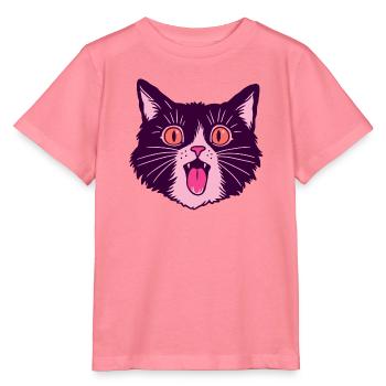 Retro Miauende Schwarze Katze - Stanley/Stella Kinder T-Shirt MINI CREATOR  - Pink  - Vorne
