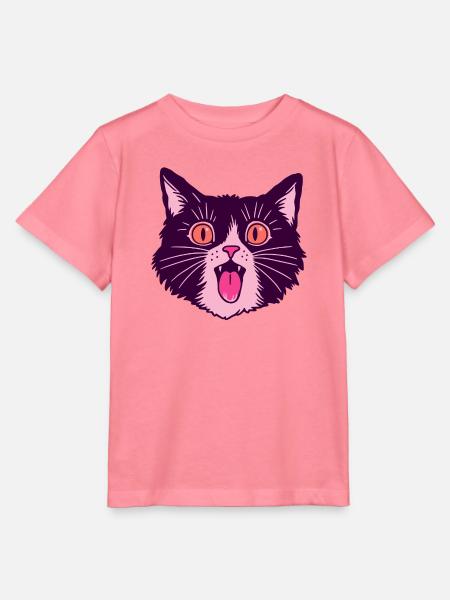 Retro Miauende Schwarze Katze - Stanley/Stella Kinder T-Shirt MINI CREATOR - Pink