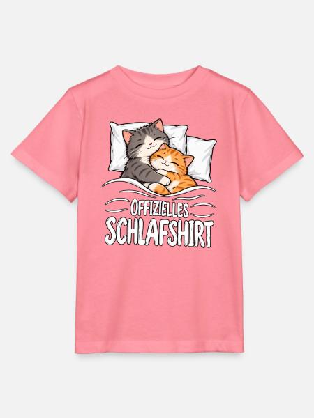 Schlafshirt Katze - Stanley/Stella Kinder T-Shirt MINI CREATOR - Pink