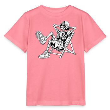 Entspannendes Skelett auf Deckstuhl - Stanley/Stella Kinder T-Shirt MINI CREATOR  - Pink  - Vorne