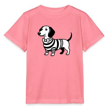Dackel Hund mit Fliege Dackelliebe Kinder T-Shirt - Stanley/Stella Kinder T-Shirt MINI CREATOR  - Pink  - Vorne