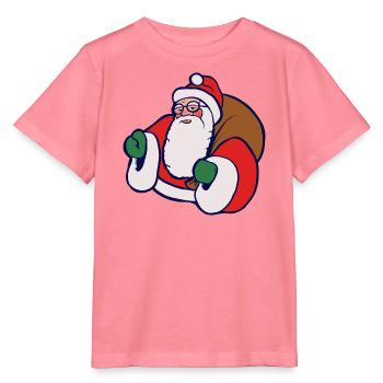 Fetter Cartoon-Weihnachtsmann mit Sack - Stanley/Stella Kinder T-Shirt MINI CREATOR  - Pink  - Vorne