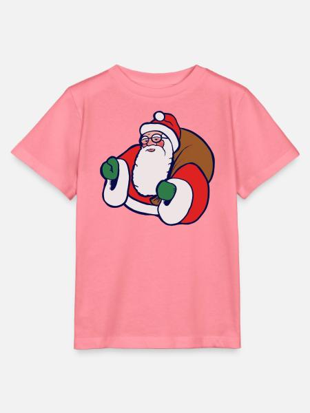 Fetter Cartoon-Weihnachtsmann mit Sack - Stanley/Stella Kinder T-Shirt MINI CREATOR - Pink