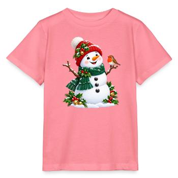 Winter Schneemann mit roter Mütze - Stanley/Stella Kinder T-Shirt MINI CREATOR  - Pink  - Vorne