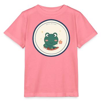 Frosch mit Social Battery 1% Rest - Stanley/Stella Kinder T-Shirt MINI CREATOR  - Pink  - Vorne