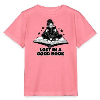Verloren in einem guten Buch – Reader on a Flying Book - Stanley/Stella Kinder T-Shirt MINI CREATOR  - Pink  - Vorne