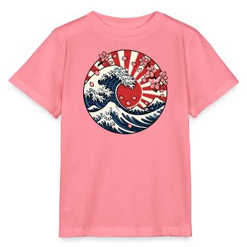 Große Welle Sonne Sakura Japan Kunst Vektor Shirt - Stanley/Stella Kinder T-Shirt MINI CREATOR  - Pink  - Vorne
