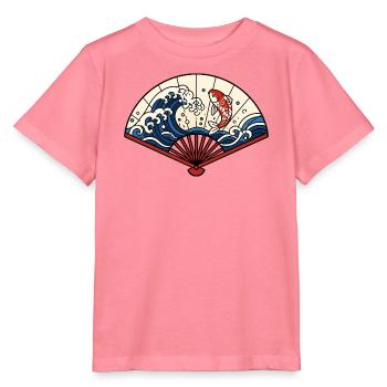Japanischer Fächer Wellen Koi Fisch Vektor Shirt - Stanley/Stella Kinder T-Shirt MINI CREATOR  - Pink  - Vorne