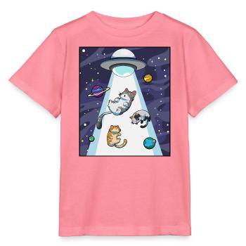Katze UFO Entführung - Stanley/Stella Kinder T-Shirt MINI CREATOR  - Pink  - Vorne