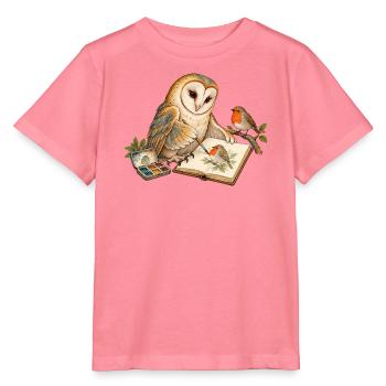 Eule malt ein Rotkehlchen - Stanley/Stella Kinder T-Shirt MINI CREATOR  - Pink  - Vorne