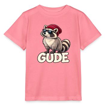Raccoon Gude mit Sonnenbrille - Stanley/Stella Kinder T-Shirt MINI CREATOR  - Pink  - Vorne