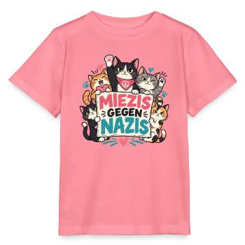Miezis gegen Nazis – Katzenhalter gegen Rechts - Stanley/Stella Kinder T-Shirt MINI CREATOR  - Pink  - Vorne