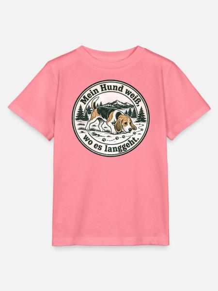 Beagle -  Mein Hund weiß, wo es langgeht. - Stanley/Stella Kinder T-Shirt MINI CREATOR  - Pink 
