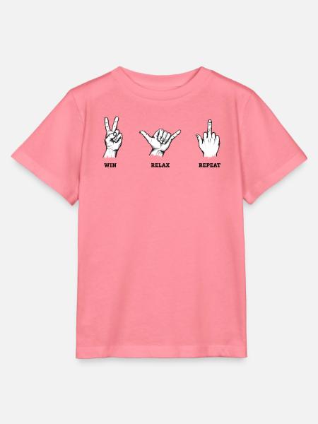 Win Relax Repeat Handzeichen Set – Illustration - Stanley/Stella Kinder T-Shirt MINI CREATOR  - Pink 