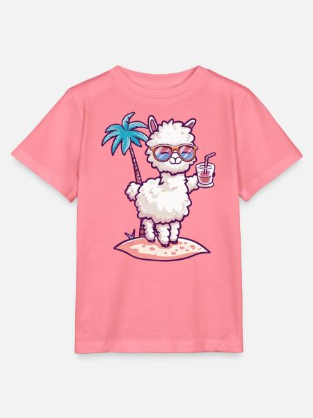 Alpaka Llama Sommer Urlaub - Stanley/Stella Kinder T-Shirt MINI CREATOR - Pink