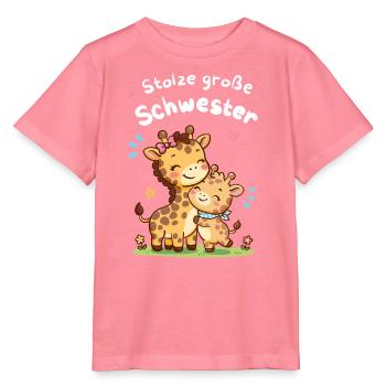 Stolze große Schwester Giraffe – Kleiner Bruder - Stanley/Stella Kinder T-Shirt MINI CREATOR  - Pink  - Vorne