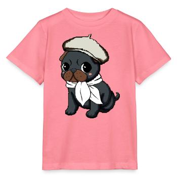 Black Pug Beret - Stanley/Stella Kinder T-Shirt MINI CREATOR  - Pink  - Vorne
