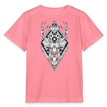 Geometrisches Reh auf Rautenmuster - Stanley/Stella Kinder T-Shirt MINI CREATOR  - Pink  - Vorne
