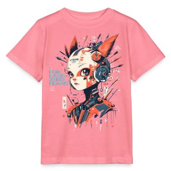 Manga Cyborg-Girl - Fox ears zero fears - Stanley/Stella MINI CREATOR Kids’ T-Shirt - pink joy  - Front