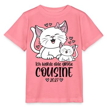 Ich werde eine große Cousine 2027 Katzen - Stanley/Stella Kinder T-Shirt MINI CREATOR  - Pink  - Vorne