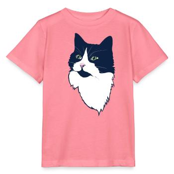 Mitternachts-Tuxedo-Katzenporträt - Stanley/Stella Kinder T-Shirt MINI CREATOR  - Pink  - Vorne