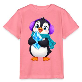 Kuschelpinguin mit Eiskristall - Stanley/Stella Kinder T-Shirt MINI CREATOR  - Pink  - Vorne