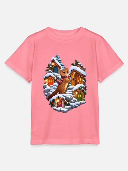 Zwergmanguste im Adventskalender-Bergdorf - Stanley/Stella Kinder T-Shirt MINI CREATOR  - Pink 