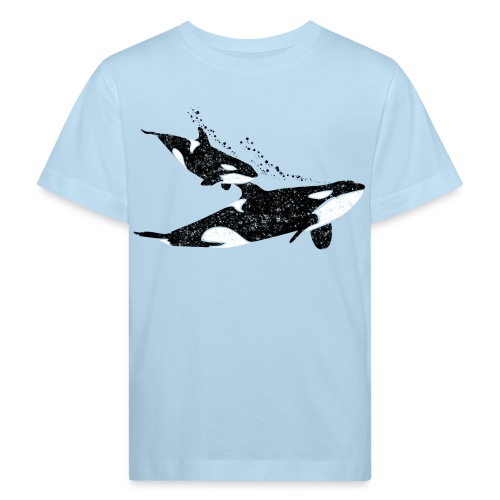 Orca Wal mit Orca-Baby - Kinder Bio-T-Shirt