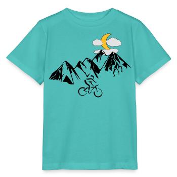 Mountain bikers with mountains - Stanley/Stella MINI CREATOR Kids’ T-Shirt - pool blue - Front