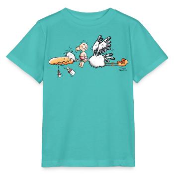 Storch bringt Baby - Stanley/Stella Kinder T-Shirt MINI CREATOR  - Poolblau - Vorne