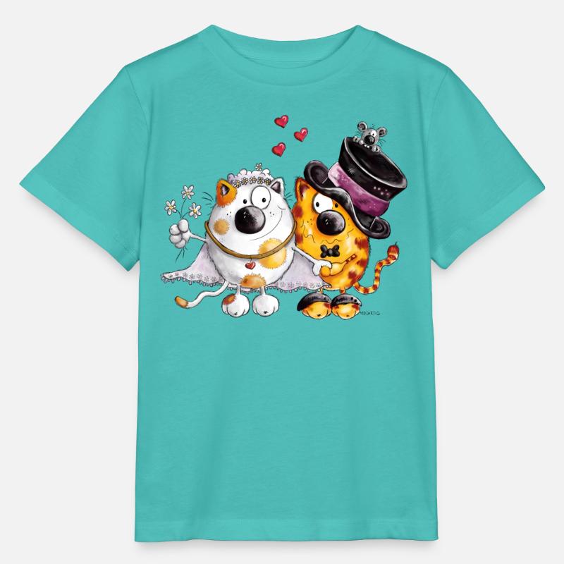 Mariage avec coeur - T-shirt bio MINI CREATOR Stanley/Stella Enfant - bleu piscine