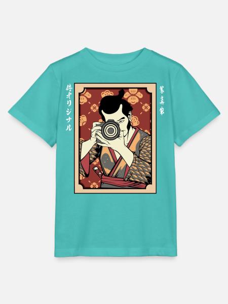Kimono Kamera Portrait - Stanley/Stella Kinder T-Shirt MINI CREATOR - Poolblau