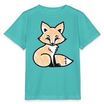 Renard roux (noir) - T-shirt bio MINI CREATOR Stanley/Stella Enfant - bleu piscine - Devant