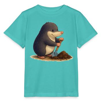 Industrious Mole with Shovel - Stanley/Stella MINI CREATOR Kids’ T-Shirt - pool blue - Front
