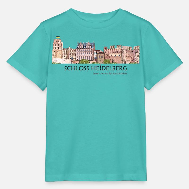 Dessin à la main du château de Heidelberg - T-shirt bio MINI CREATOR Stanley/Stella Enfant - bleu piscine
