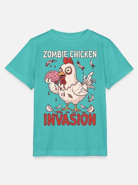 Zombie Chicken Invasion - Stanley/Stella Kinder T-Shirt MINI CREATOR  - Poolblau