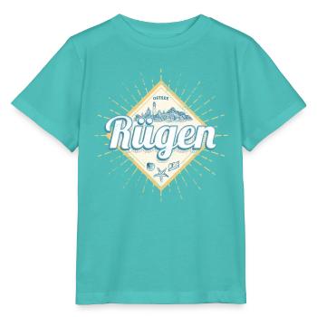 Souvenir vintage de Rügen avec un design de l’île Starfish - T-shirt bio MINI CREATOR Stanley/Stella Enfant - bleu piscine - Devant