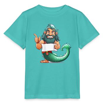 Héros de la mer avec barbe et nageoire - T-shirt bio MINI CREATOR Stanley/Stella Enfant - bleu piscine - Devant