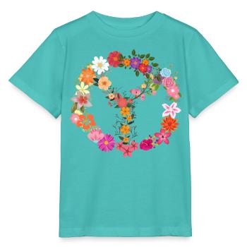 Flower Power Peace Symbol - Stanley/Stella MINI CREATOR Kids’ T-Shirt - pool blue - Front