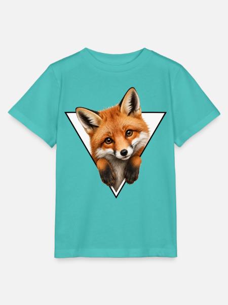 Fuchs im Dreieck-Illustration - Stanley/Stella Kinder T-Shirt MINI CREATOR  - Poolblau