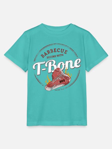 T-Bone-Steak Barbecue Rindfleisch BBQ Design - Stanley/Stella Kinder T-Shirt MINI CREATOR - Poolblau