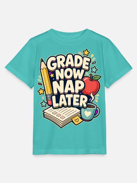 GRADE NOW NAP LATER Nickerchen - Stanley/Stella Kinder T-Shirt MINI CREATOR - Poolblau