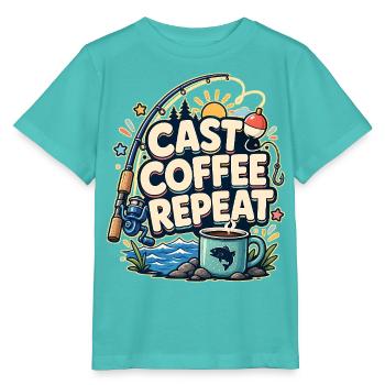 CAST COFFEE REPEAT Fishing - Stanley/Stella MINI CREATOR Kids’ T-Shirt - pool blue - Front