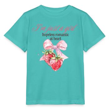 Hopeless Romantic Strawberry Bow - Stanley/Stella MINI CREATOR Kids’ T-Shirt - pool blue - Front