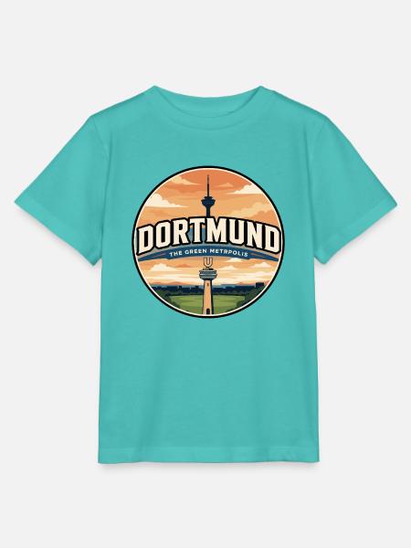 Retro Dortmund U-Tower Reiseabzeichen - Stanley/Stella Kinder T-Shirt MINI CREATOR - Poolblau